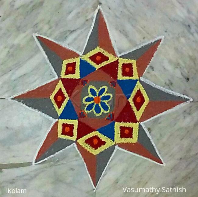 Rangoli: Beginner's Dotted Rangoli with 7-7 Straight dots Rangoli: Beginner's Dotted Rangoli with 7-7 Straight dots