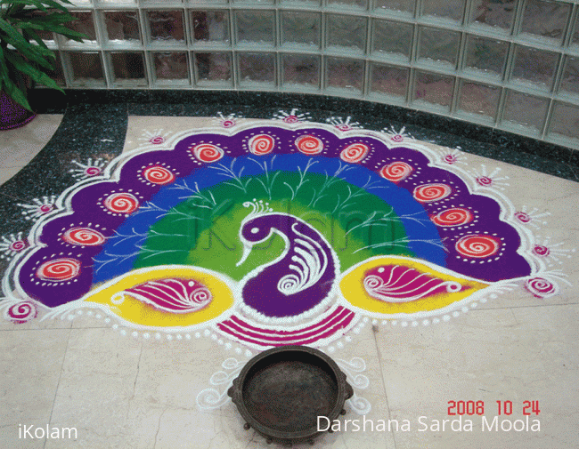 Peacock rangoli for competition