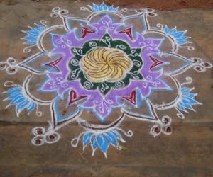 freehand colour rangoli