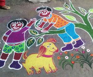 Rangoli:  kanum pongal kolam