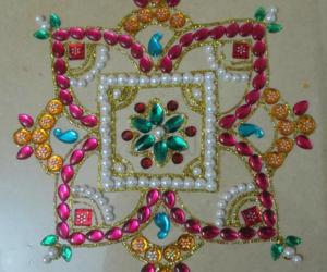 Beads and kundan rangoli