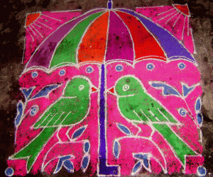 Rangoli: A couple of parrots