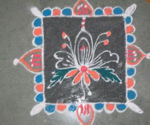 Rangoli: it is drawn by rama