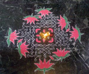 Kolam with lotus