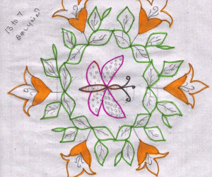 Rangoli: Orange flowers