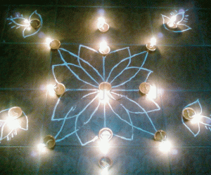 Rangoli: Rangoli with lamps