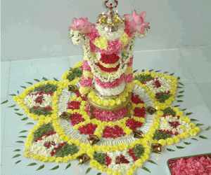 Rangoli done with flowers