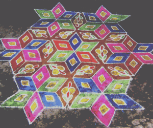 Rangoli: Stars and blossoms