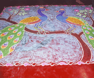 Rangoli: Peacock Rangoli- What do you think one peacok said to the other ?