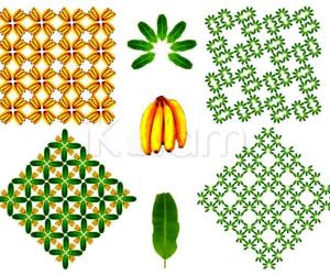 Rangoli: Banana - fruits and leaves 