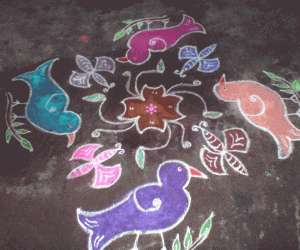 Rangoli: Birds and butterflies