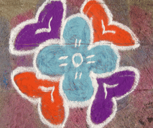 Rangoli: Blue flower