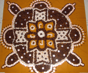 Rangoli using coffee seeds