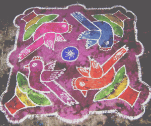 Rangoli: Crested birds