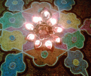 Rangoli with deepam