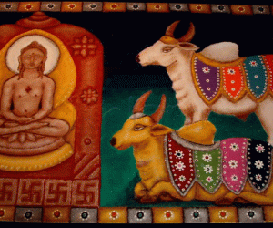 Rangoli contest -1st Tirthankara shree Rushabhdev and his symbol-  the bull