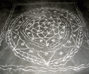 Rangoli: Flower and Fish kolam