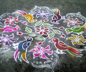 Rangoli: Parrots Kolam