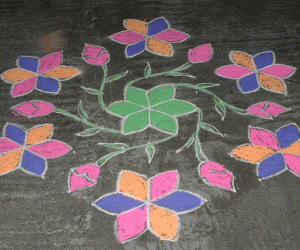 Rangoli: Pink blossoms