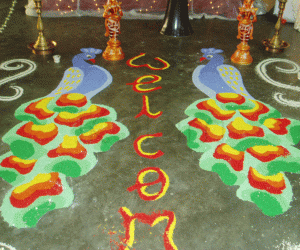 Rangoli: Pair of Peacocks