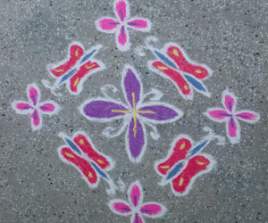 Rangoli: Butterflies and flowers