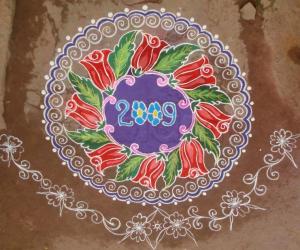 Rangoli: Rose garland