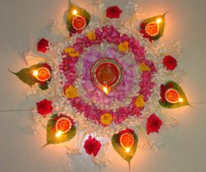 Flower rangoli for Karthigai