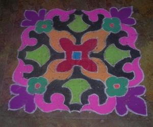 Rangoli: rangoli made during deepavali