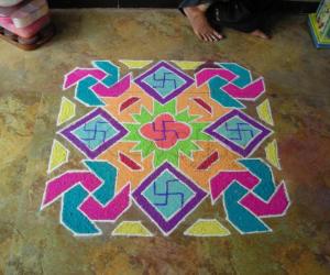 rangoli made on tulsi vivah day 