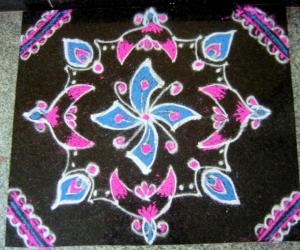 Pink and Blue kolam