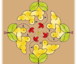 Rangoli: Birds nest : yellow rangoli