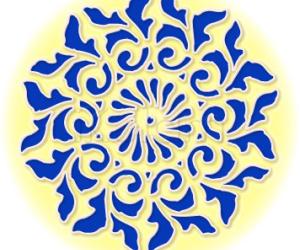 Rangoli: Cobalt blue and buttery yellow rangoli