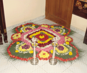 Rangoli: intro- Floral rangoli by Lakshmi and Bharathi