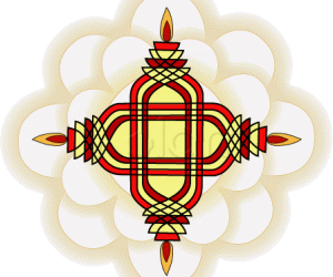 Rangoli: Garnet medallion rangoli