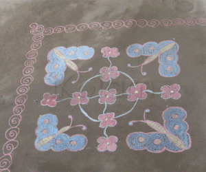 Chalk kolam in Singapore!!!