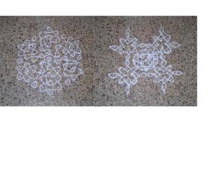 Collage of  2  simple Suzhi kolams