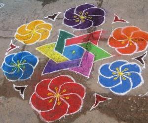 Rainbow Flowers kolam