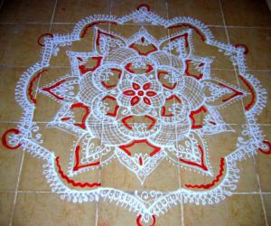 Freehand  white kolam