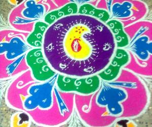 prizewinning kolam in the women