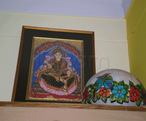 Tanjore painting done in my style and a lampshade.