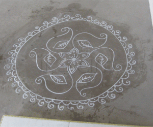 Chalk Kolam in Singapore!