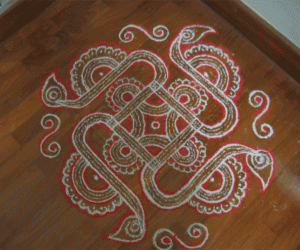 Designer kolam in free hand