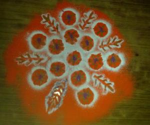 Rangoli: 1 minute onion  & crayon rangoli