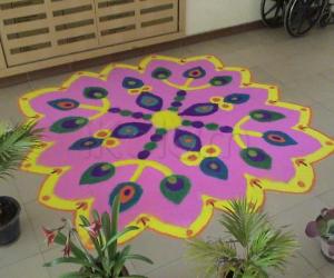 Rangoli: apartment kolam on Diwali