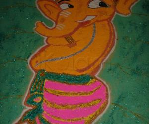 Rangoli: Nat khat Ganesha