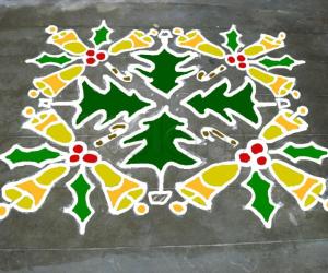 coloured christmas kolam