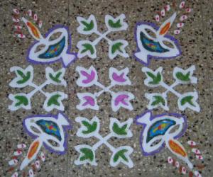 Rangoli: dotted deepa kolam