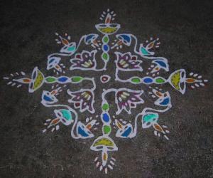 Dotted deepa kolam