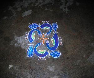 Peacocks - dotted rangoli