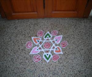 Free hand star kolam